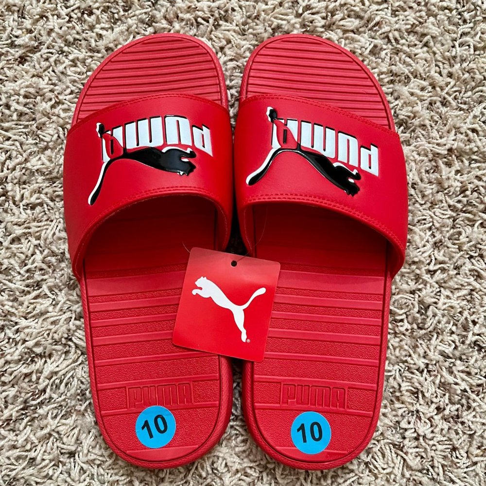 NWT Puma Men’s Cool Cat Leap Slide Sandals Shoes Red, Size 10 (New)
